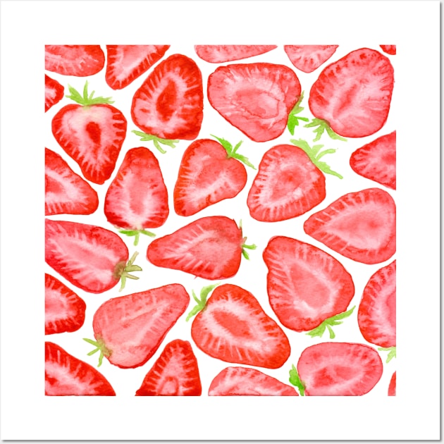 Watercolor strawberry slices pattern Wall Art by katerinamk